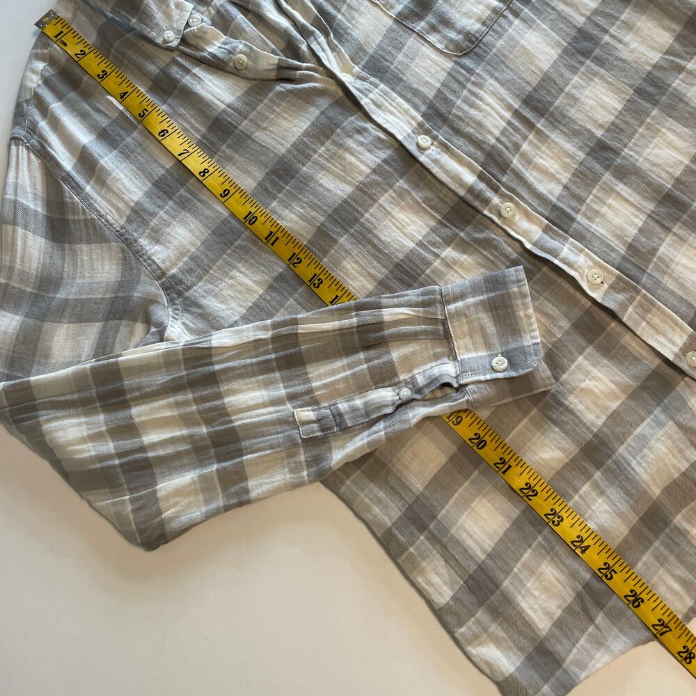 Marine Layer Button-Down Shirt Mens Medium Gray Plaid Cotton Linen Casual - Picture 7 of 7